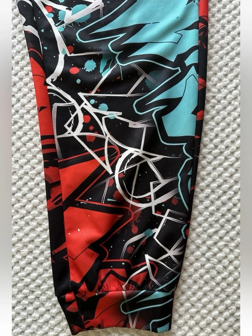 Men’s XL 3D Graffiti Print Joggers Sweatpants Streetwear Colorblock Blue/Red